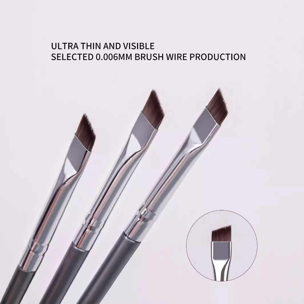 High-quality 12-blade eyeliner brush, eyelid down to flat head angled eyebrow brush, and eyebrow powder makeup brush in stock Specification drawing