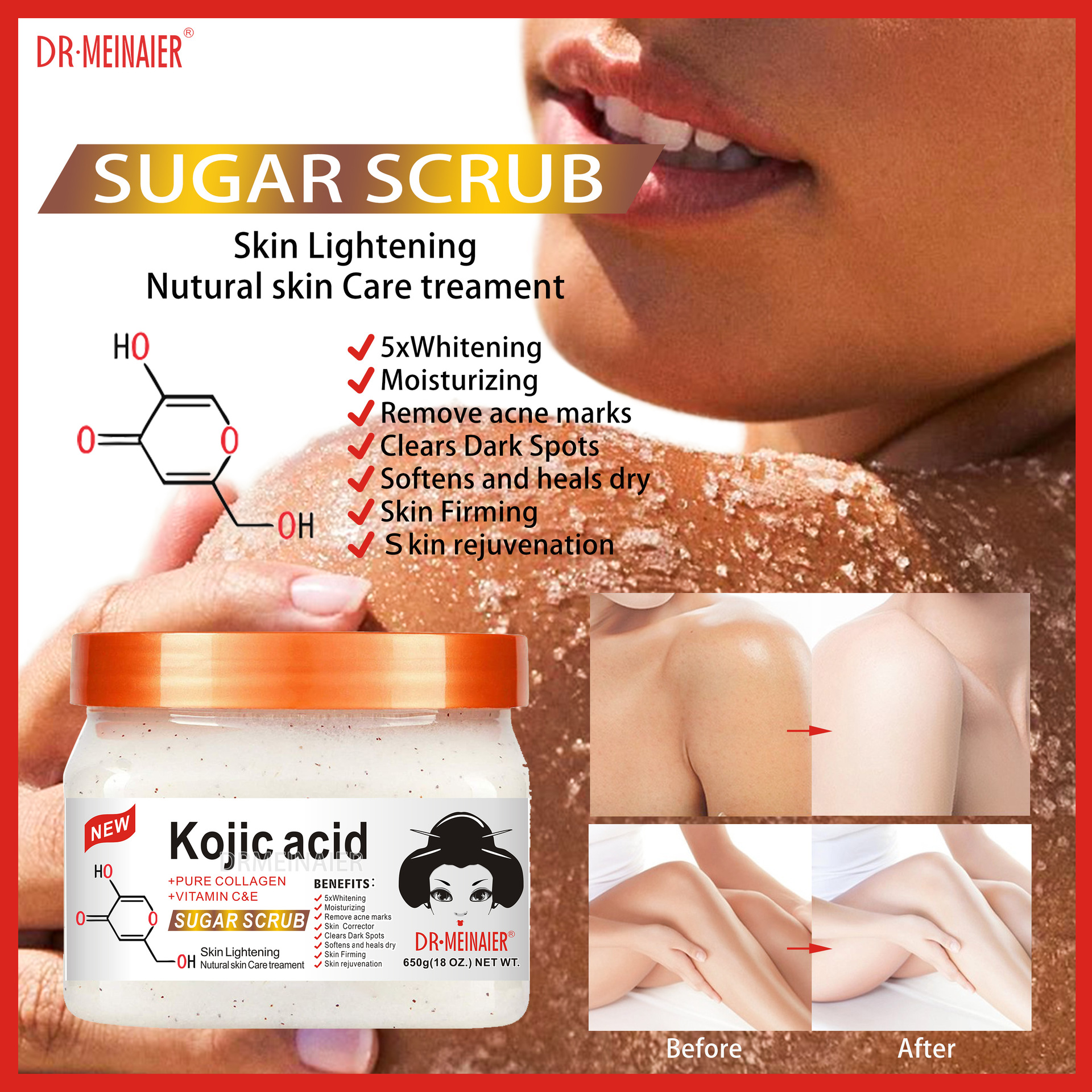 Wholesale of cross-border foreign trade kojic acid skin care set series hydrating, Moisturizing and toning water cream to nourish the skin Specification drawing