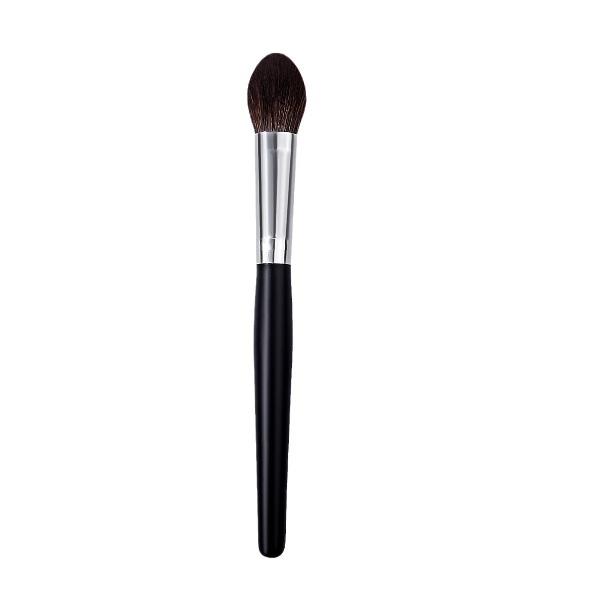 Beginner's single tongue-shaped blush brush, high-end wooden-handled soft bristles, no-makeup, contour, high-gloss brush, multi-functional beauty brush Item Picture