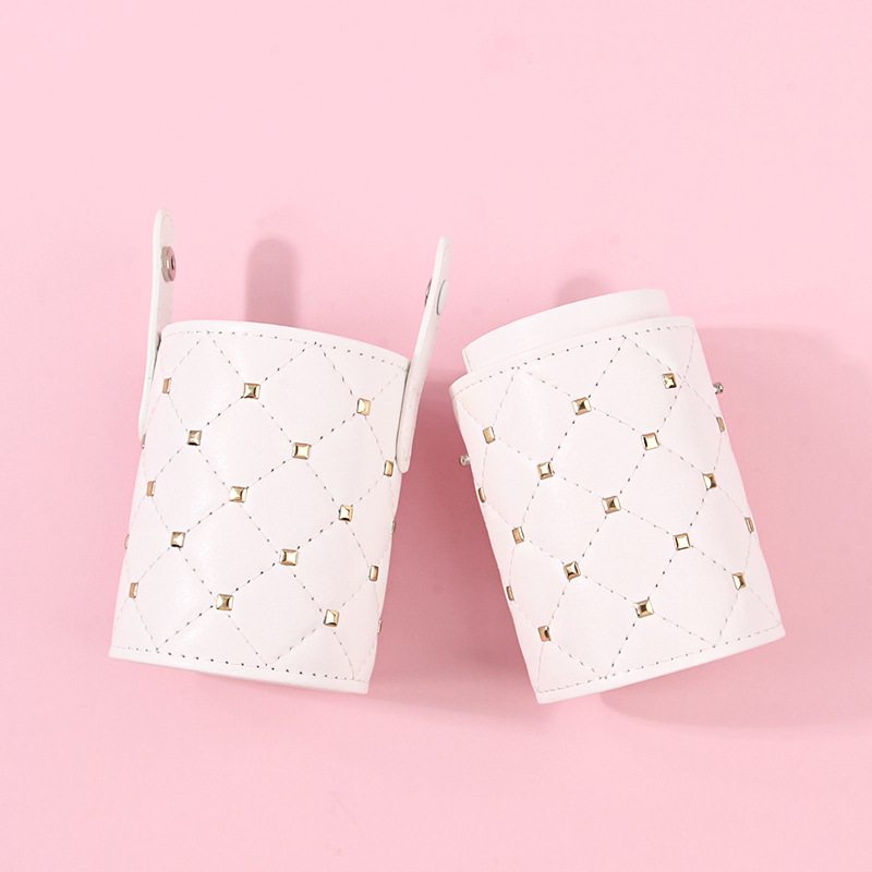 Wholesale of white tangerine buckle makeup brush storage bucket with dust-proof cover and travel portable beauty tool storage bucket Specification drawing