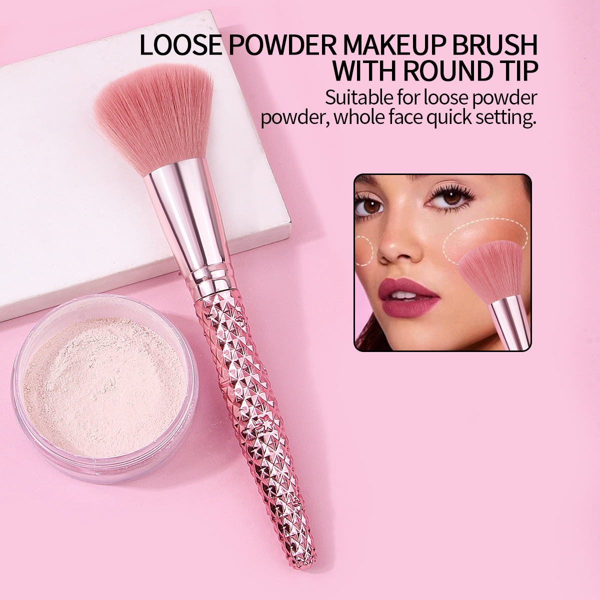 Wholesale of high-quality single makeup powder brushes, portable blush brushes and multi-functional soft-bristled facial beauty tools in stock full figure