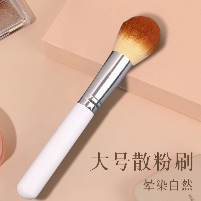 Wholesale of large-sized single loose brush, wood-handled artificial fiber honey brush, one-piece makeup brush, portable beauty tools details Picture