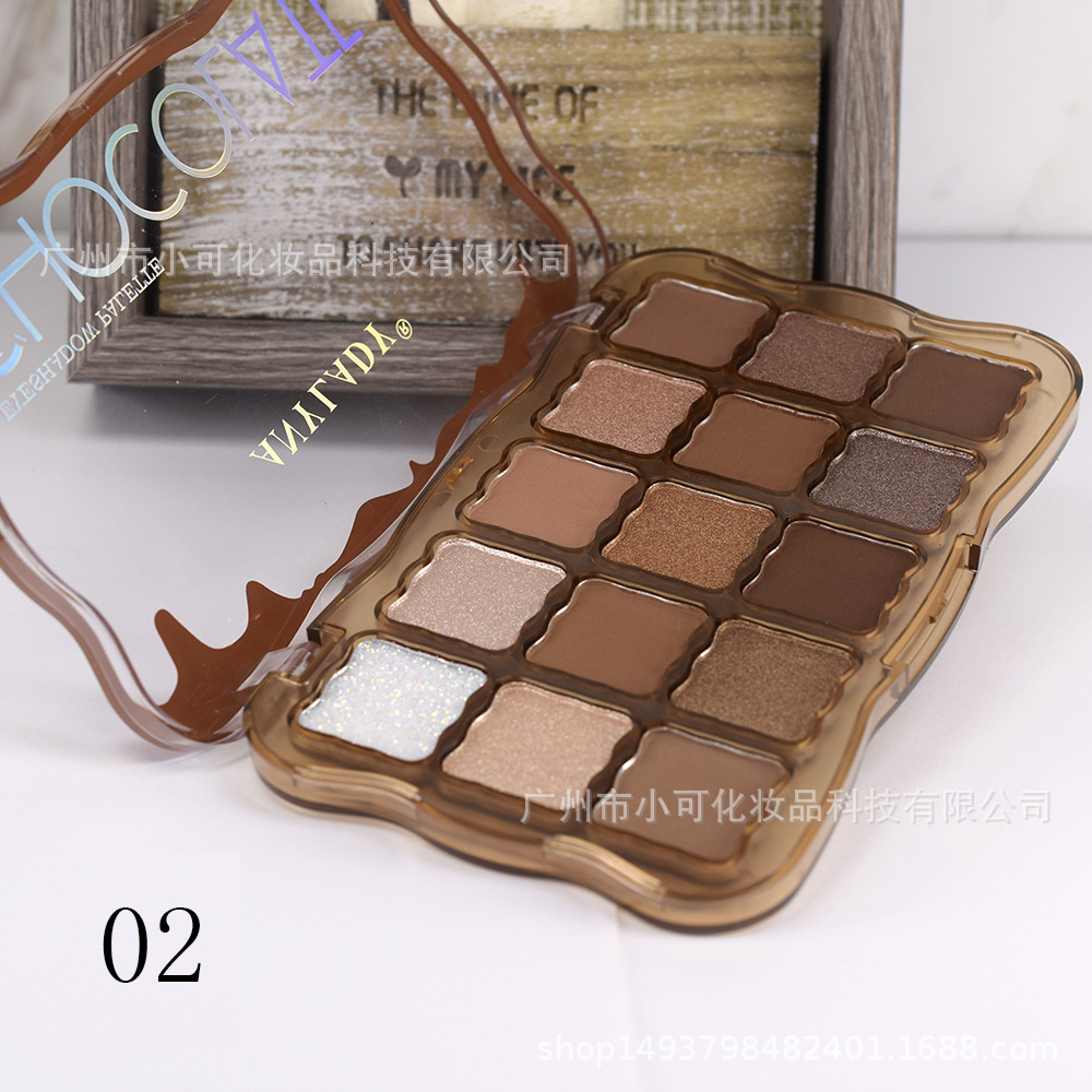 8344 Chocolate EYESHADOW Palette with fifteen colors [ANYLADY] Pearlescent matte Makeup Palette Eyeshadow Specification drawing