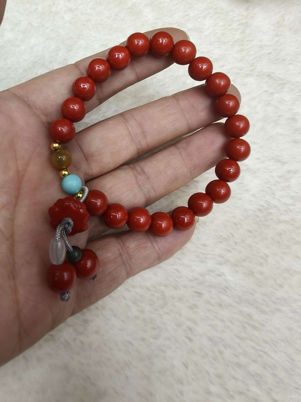 New Chinese-style cinnabar bracelet, lotus pendant, retro and simple purple gold sand bracelet, niche accessory for women Application Scenario