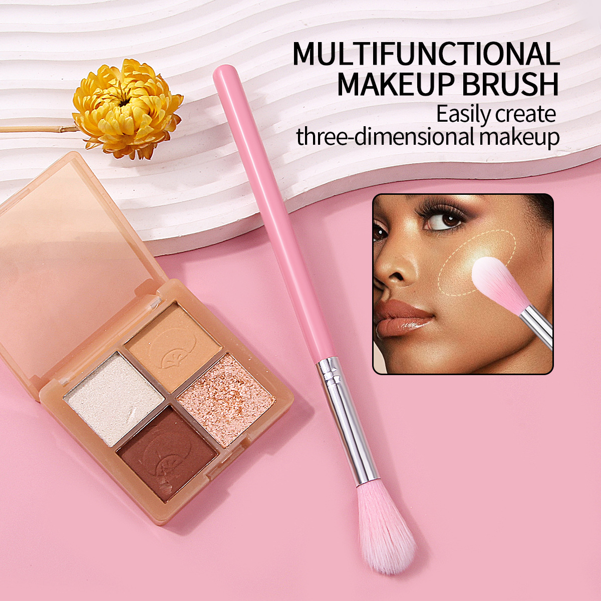 Portable single multi-color flame high-gloss brush in stock, blush brush, brightening high-gloss brush, beginner makeup brush wholesale details Picture