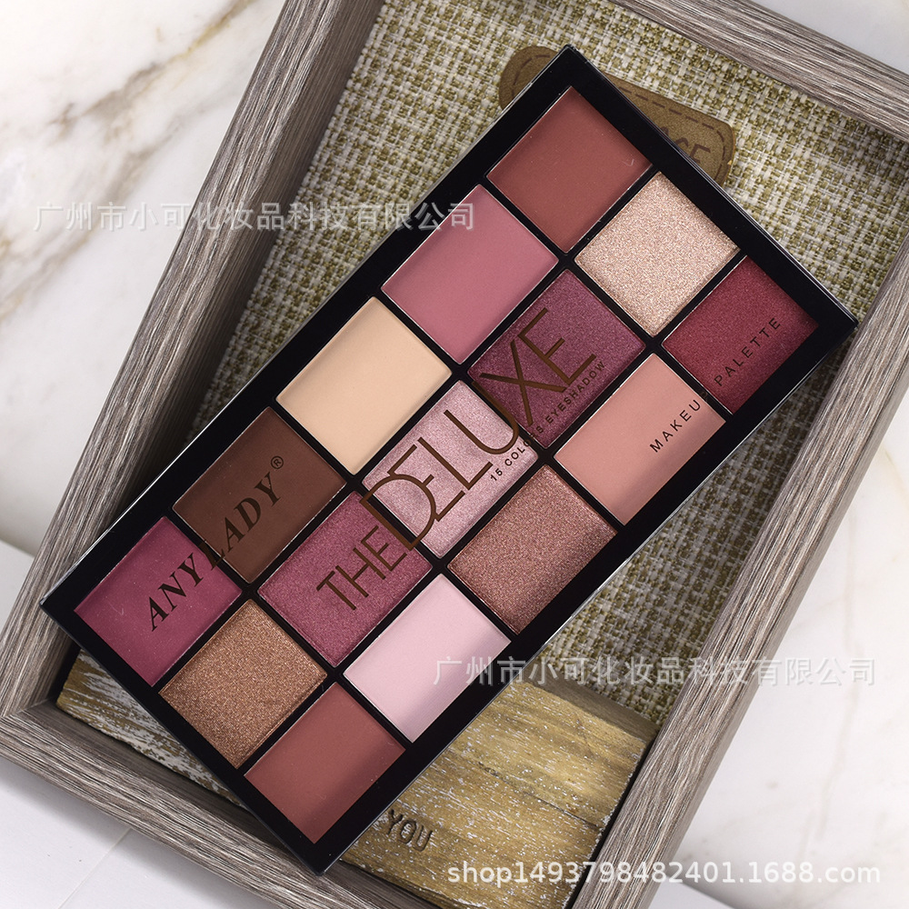 8356-1 Rose Purple EYESHADOW Palette with fifteen colors [ANYLADY] Pearl Matte Makeup Palette Eyeshadow details Picture