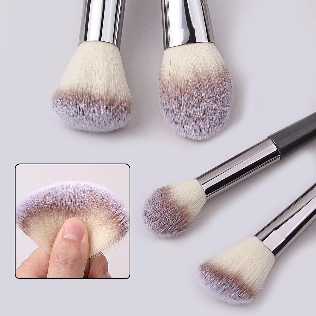New 12-piece three-color gradient makeup brush set, foundation, eyeshadow, eyebrow brush, makeup setting and beauty tools in stock Specification drawing