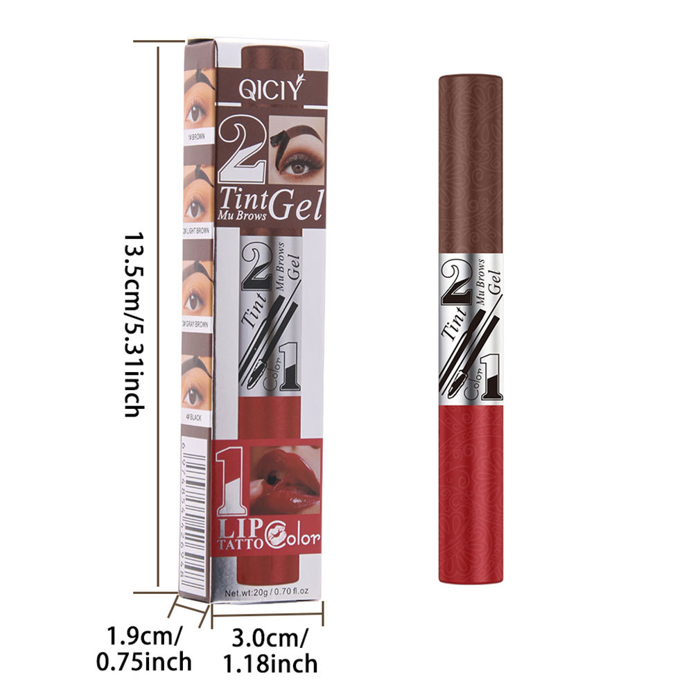 Cross-border exclusive QICIY+ Double-head peel-off eyebrow cream + peel-off lip gloss, long-lasting waterproof, no color fading, natural and three-dimensional Item Picture