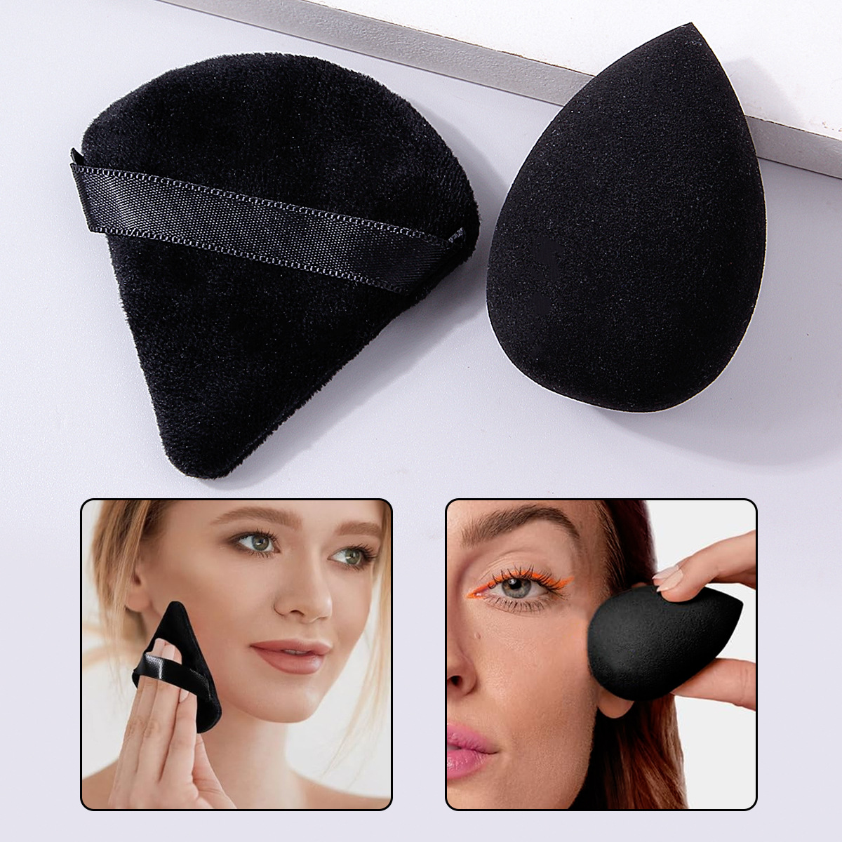 10 marble makeup set brushes, full set of loose powder blush brushes, eyeshadow brushes, sponge beauty egg setting makeup, cushion powder puff Specification drawing
