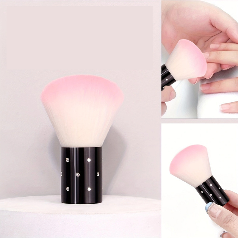 Pink nail brush, dust brush, nail tool, soft cleaning, makeup brush, multi-functional KABUKI full figure