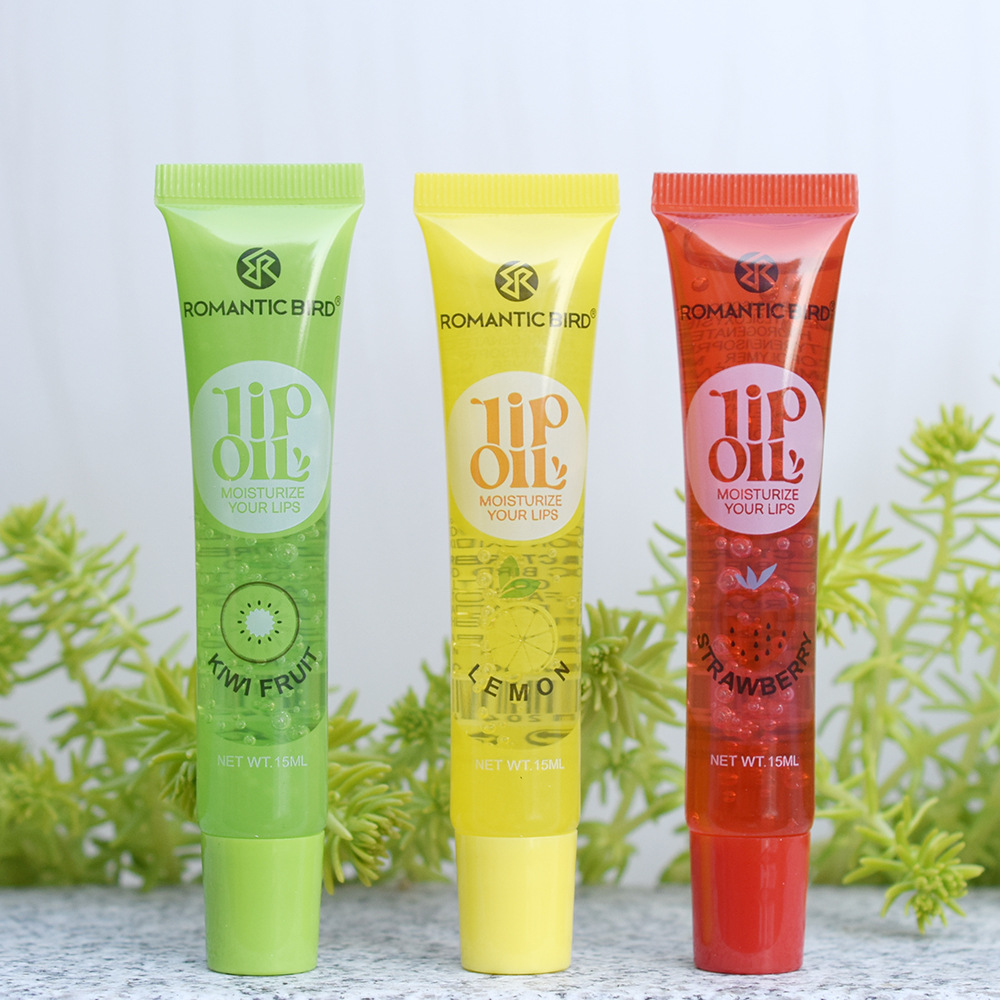 2025 New English Version ROMANTIC BIRD Fruit-Flavored RB316 Transparent Moisturizing Lip Oil lipoil15ML full figure