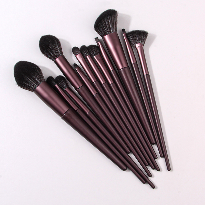 12-piece black and brown makeup brush set, soft bristle setting, loose powder brush, portable flame-shaped blush brush, eyeshadow brush wholesale Application Scenario