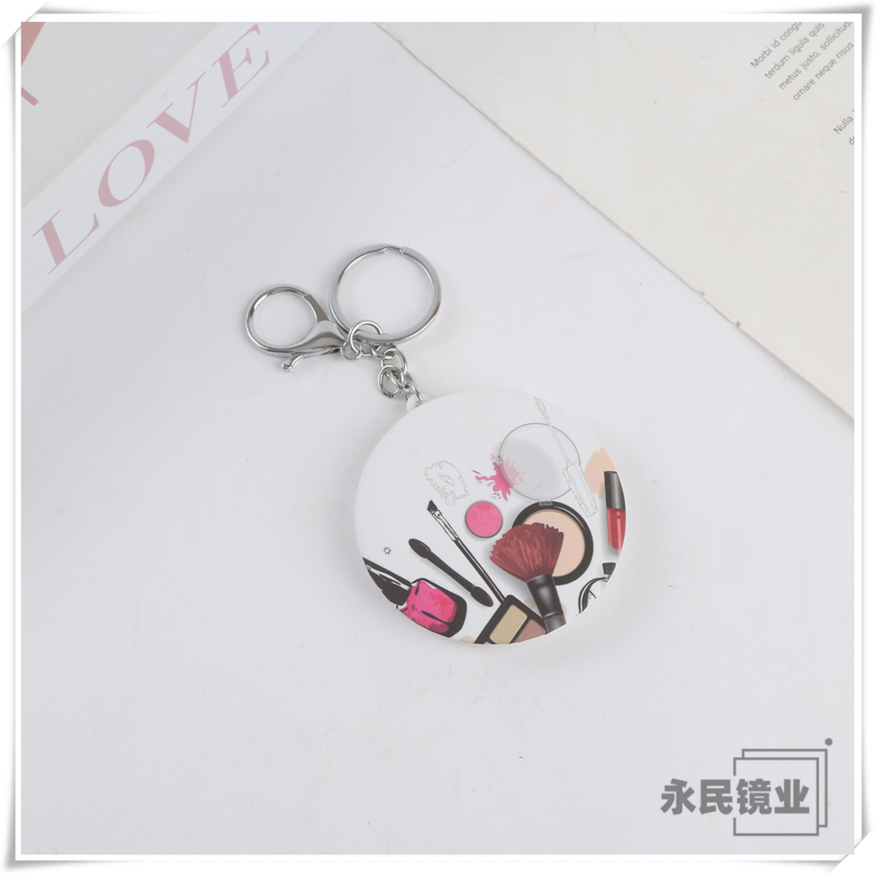 永民镜业501工厂直销多种图案便携小镜子钥匙扣镜化妆镜翻盖折叠镜镜双面镜圆形多功能镜子桌面镜防碎镜子折叠多面镜详情9