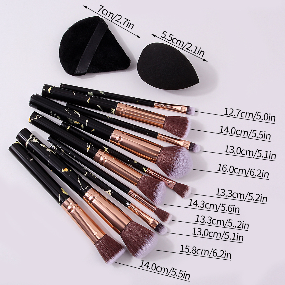 10 marble makeup set brushes, full set of loose powder blush brushes, eyeshadow brushes, sponge beauty egg setting makeup, cushion powder puff Application Scenario