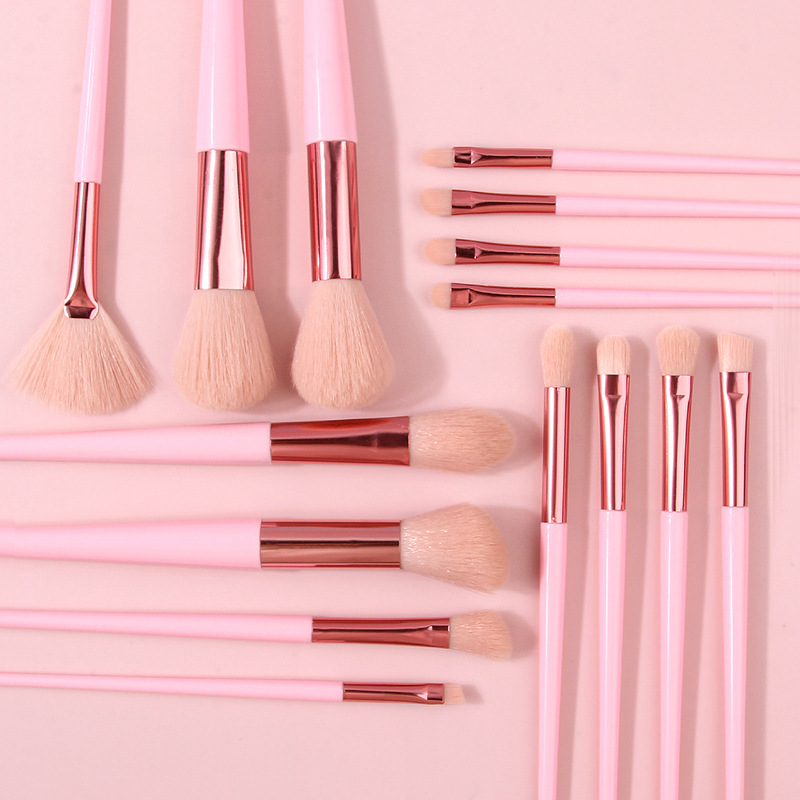 Pink soft-bristled 15 makeup brushes, a complete set of portable loose powder eyeshadow brushes, beauty tools in stock Application Scenario