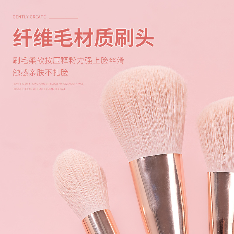 New 10-piece makeup brush set customization: light powder soft makeup brush, makeup bucket, eyeshadow brush, portable loose powder brush details Picture