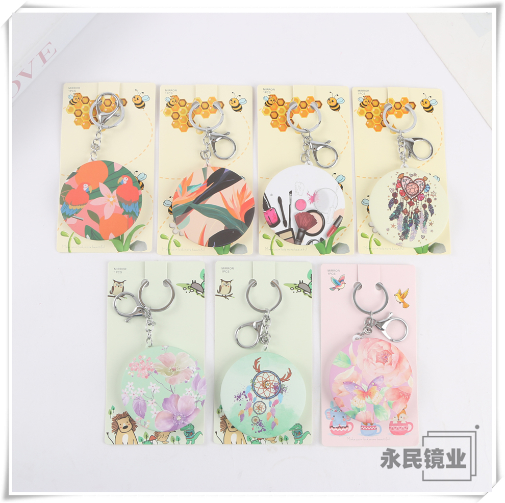 永民镜业501工厂直销多种图案便携小镜子钥匙扣镜化妆镜翻盖折叠镜镜双面镜圆形多功能镜子桌面镜防碎镜子折叠多面镜详情5