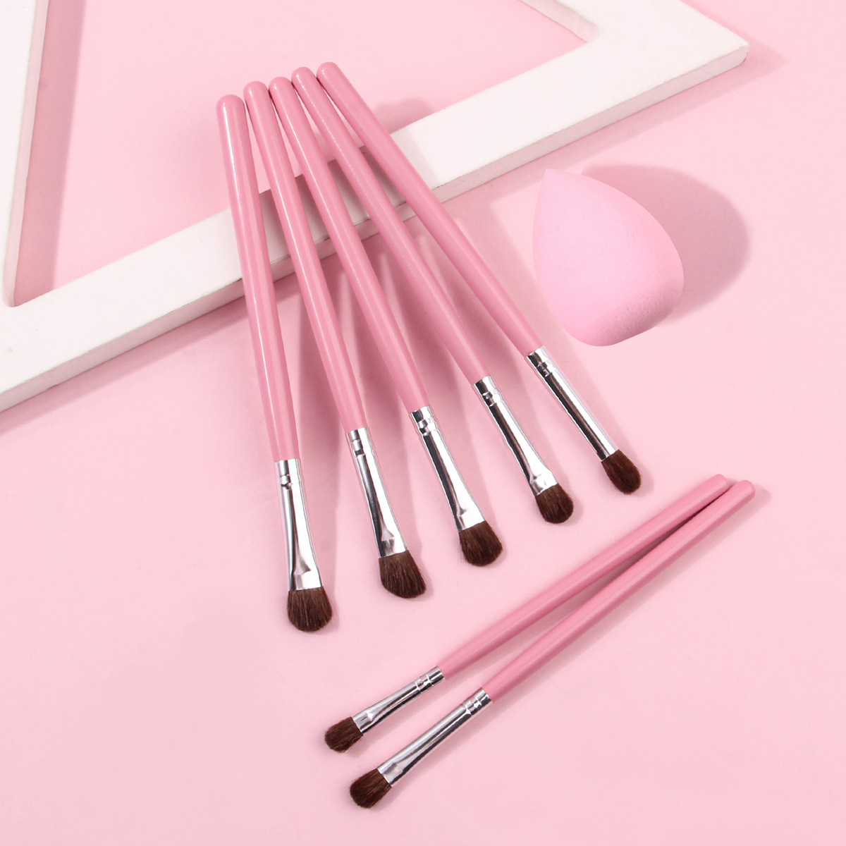 7-piece horsehair eyeshadow set, makeup brush, eye blending brush, brush tool, complete set of portable makeup brushes Specification drawing