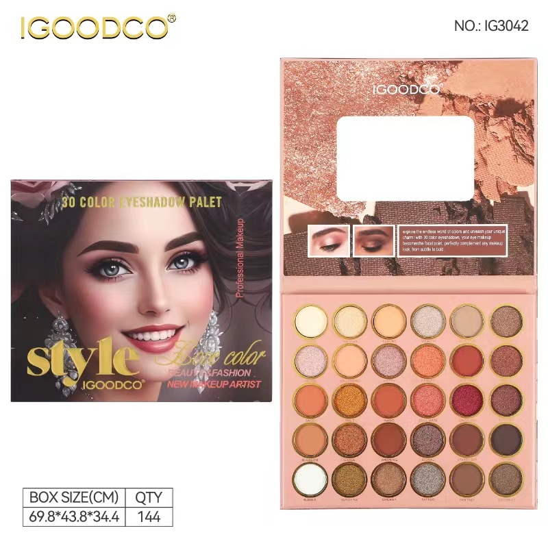 Only for export of the new IGOODCO matte pearlescent eyeshadow, blush, contouring and concealer makeup palette details Picture