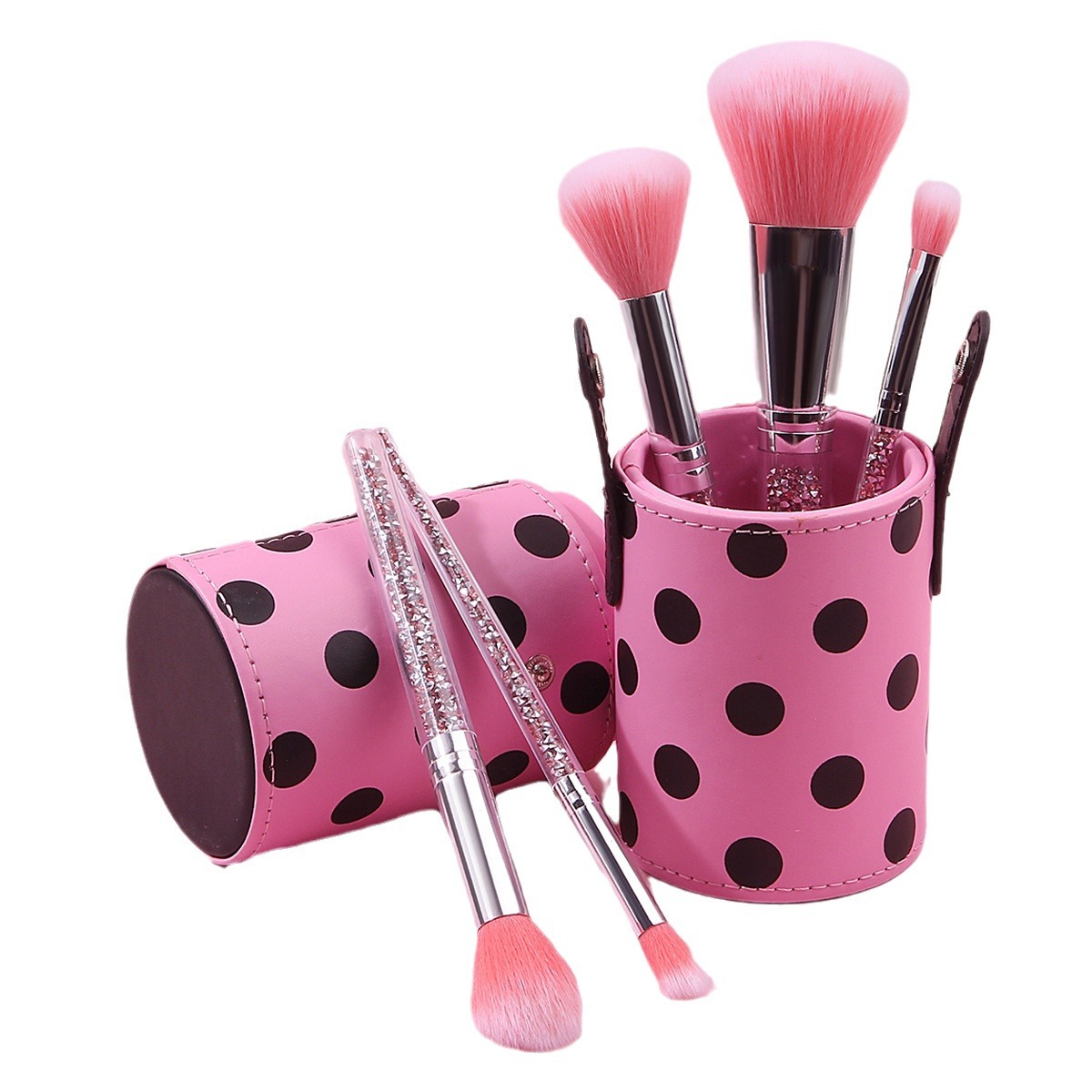 Cross-border best-selling 5 diamond-handled makeup brush sets, pink makeup brushes in makeup buckets, refreshing makeup brushes Item Picture