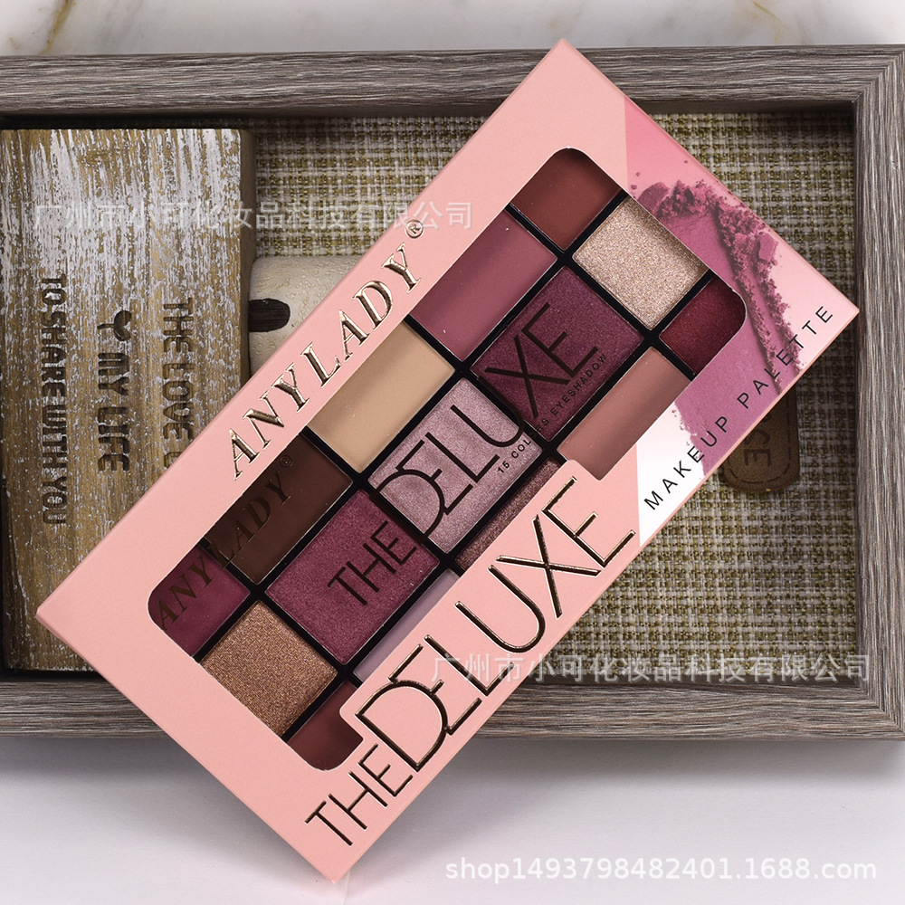 8356-1 Rose Purple EYESHADOW Palette with fifteen colors [ANYLADY] Pearl Matte Makeup Palette Eyeshadow Specification drawing