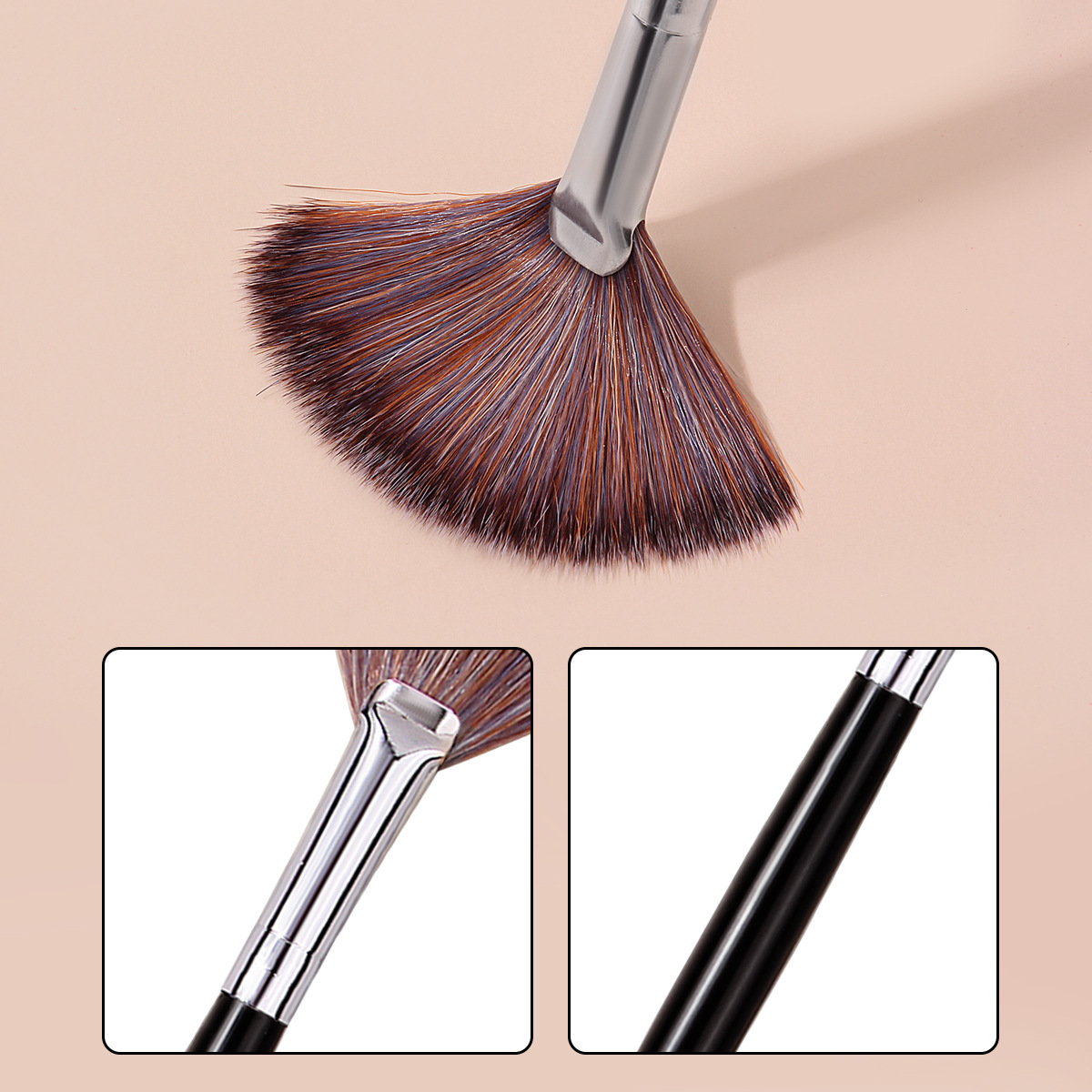 Cross-border best-selling single fan-shaped brush, makeup brush, fan-shaped blush brush, soft brush, large stock available for direct sale at low prices Specification drawing