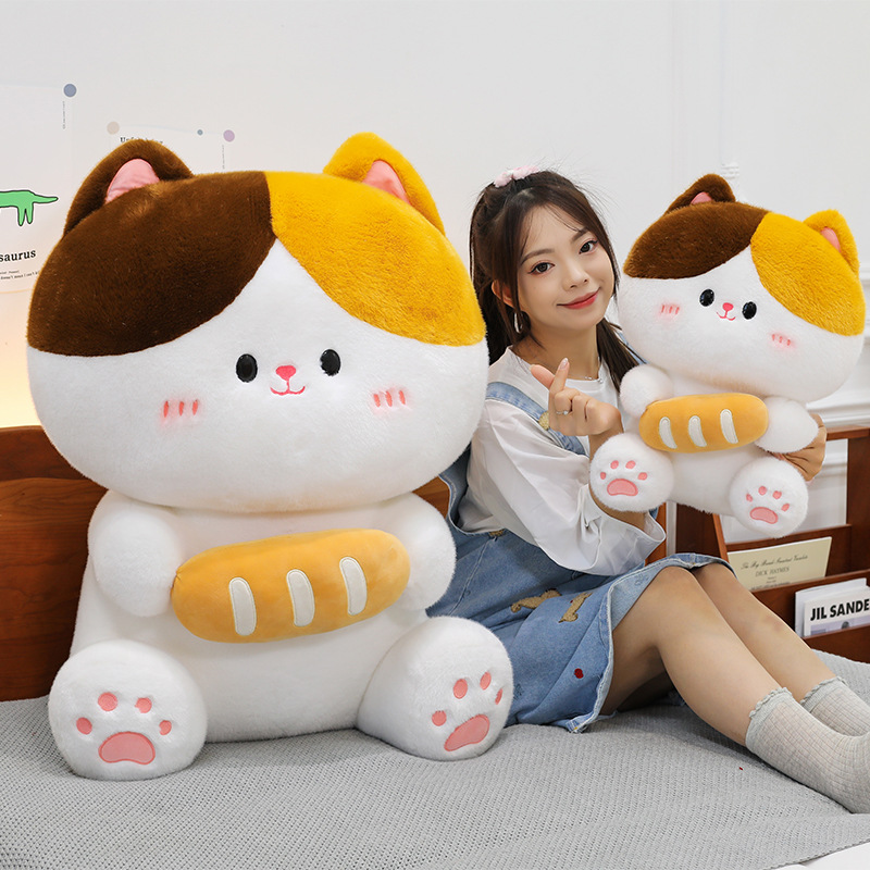 Cute and adorable baguette cat plush toys, kitten dolls, stuffed toys, and children's throw pillows as gifts details Picture