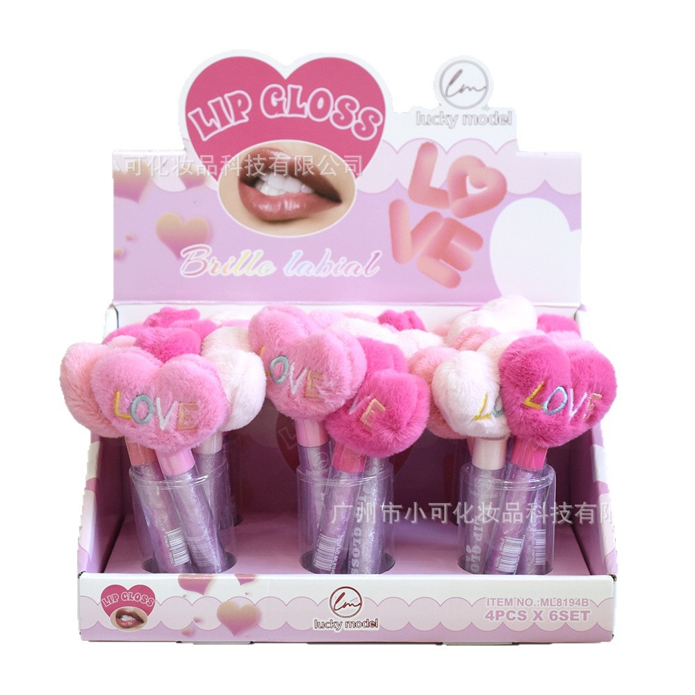 ML8194B Pearl Moisturizing Lip Gloss LUCKY MODEL Heart-shaped Bucket shiny LIPGLOSS Export Item Picture