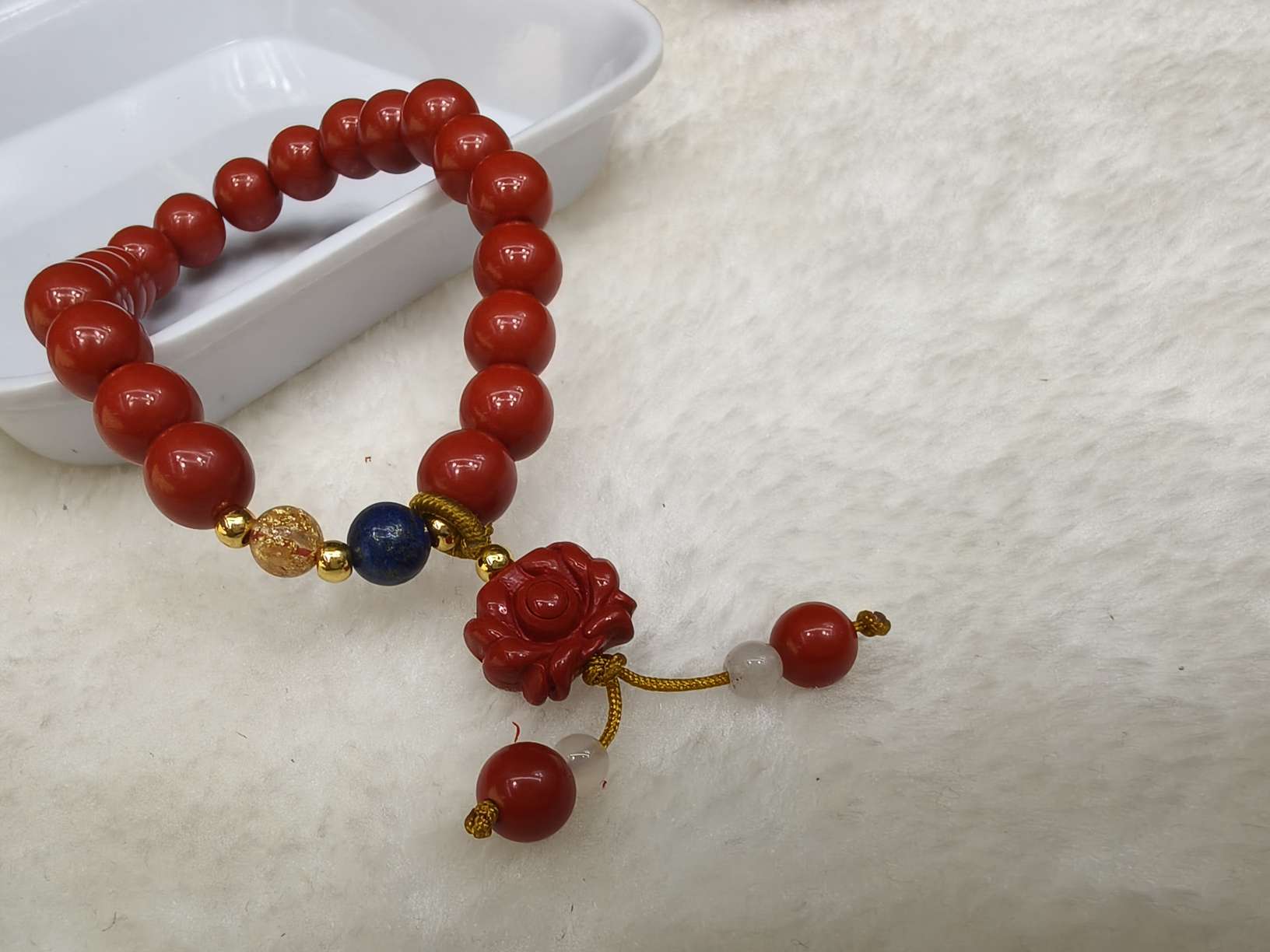New Chinese-style cinnabar bracelet flower pendant, retro and simple purple gold sand bracelet, niche accessory for women Specification image