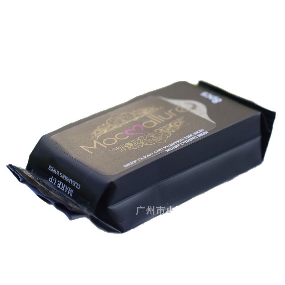 English version makeup remover wipes, 8-piece mini packaging, portable bag, convenient makeup remover wipes, makeup remover wet wipes, black and gold packaging Item Picture