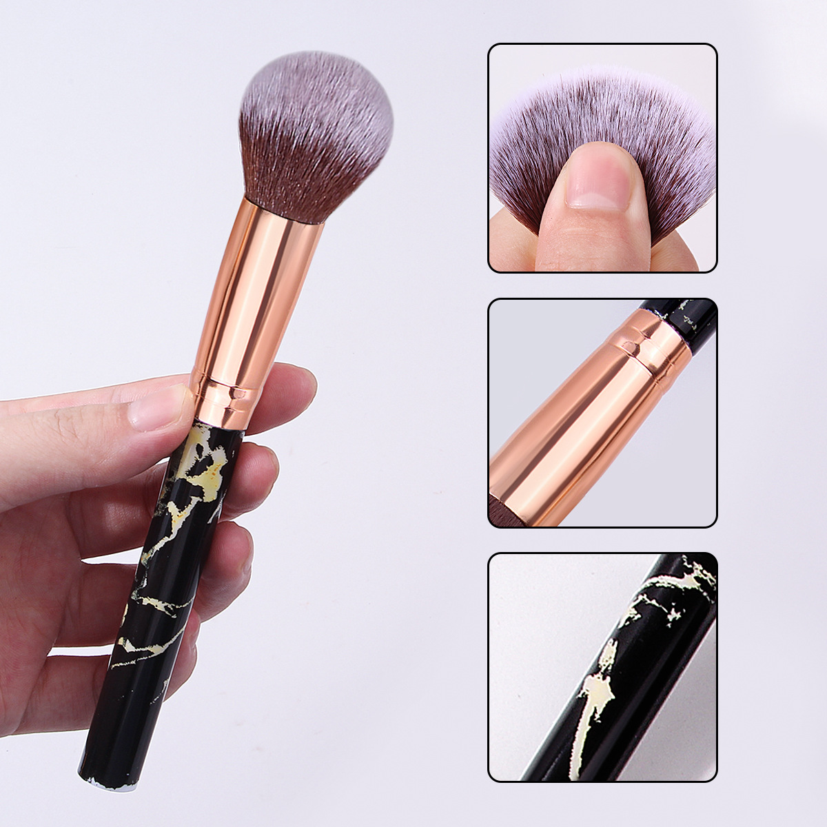10 marble makeup set brushes, full set of loose powder blush brushes, eyeshadow brushes, sponge beauty egg setting makeup, cushion powder puff details Picture