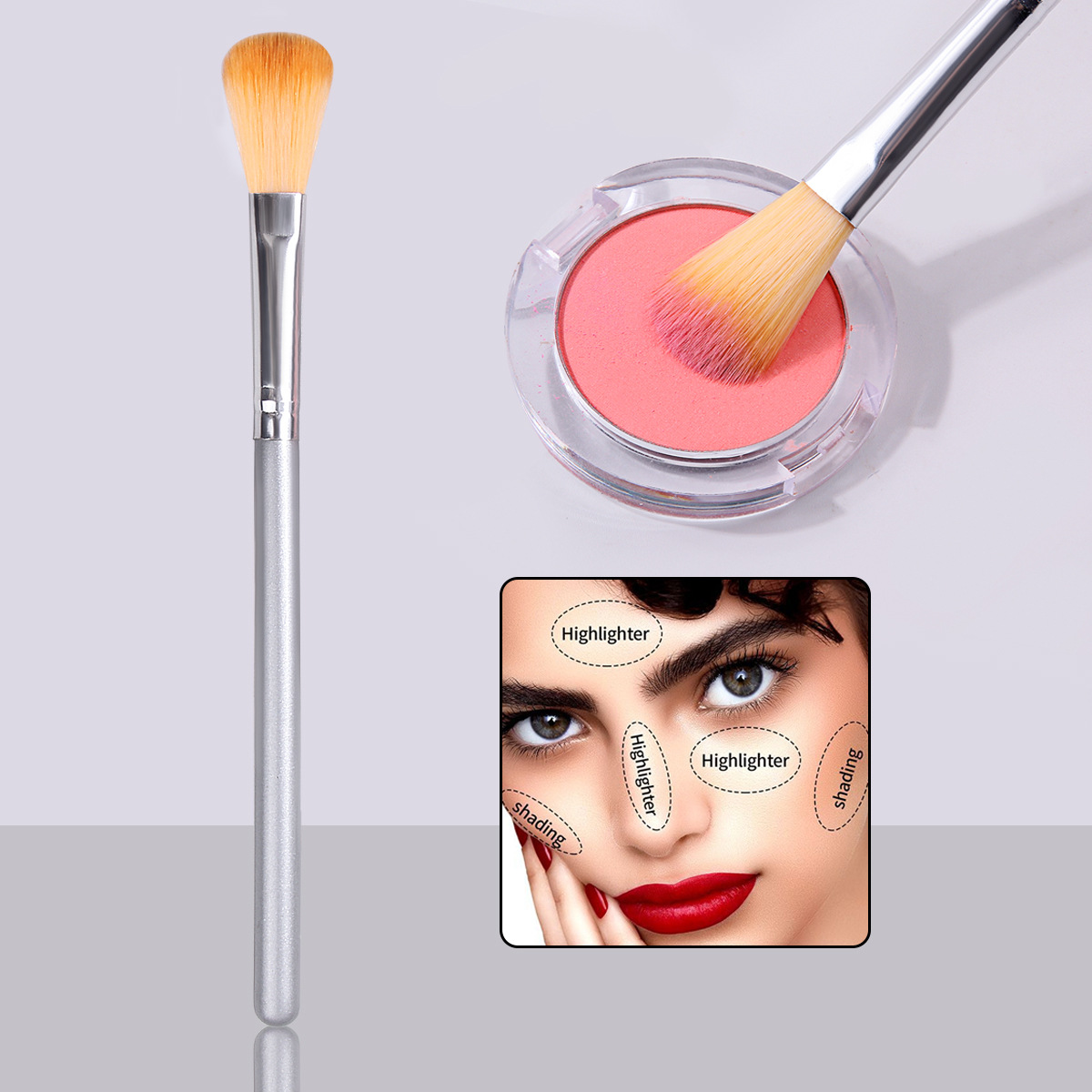 New in-stock single nose shadow brush, contouring brush, nose profile brush, eyeshadow brush, highlight brush, soft bristle multi-purpose makeup brush full figure
