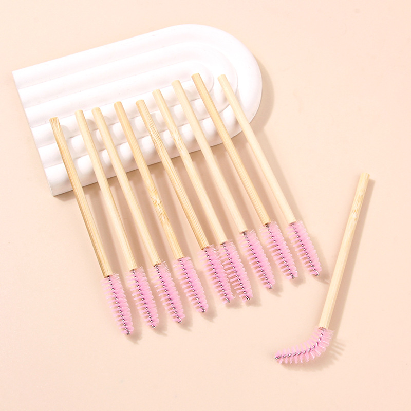 Bamboo-handled mascara brush, eyelash extension tool, disposable eyebrow comb, spiral brush, small brush, colored eyelash curling brush Specification drawing