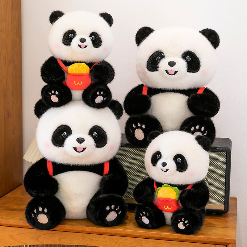 New hamburger and French fries backpack, panda doll, plush toy, panda doll, soothing pillow, children's gift Application Scenario