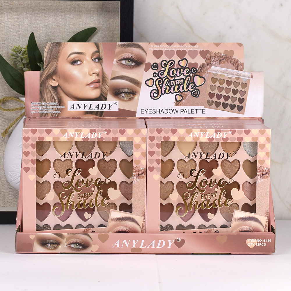 8186 Multi-color heart-shaped EYESHADOW, 25 colors ANYLADY Pearlescent Matte Golden Lion EYESHADOW PALETTE full figure