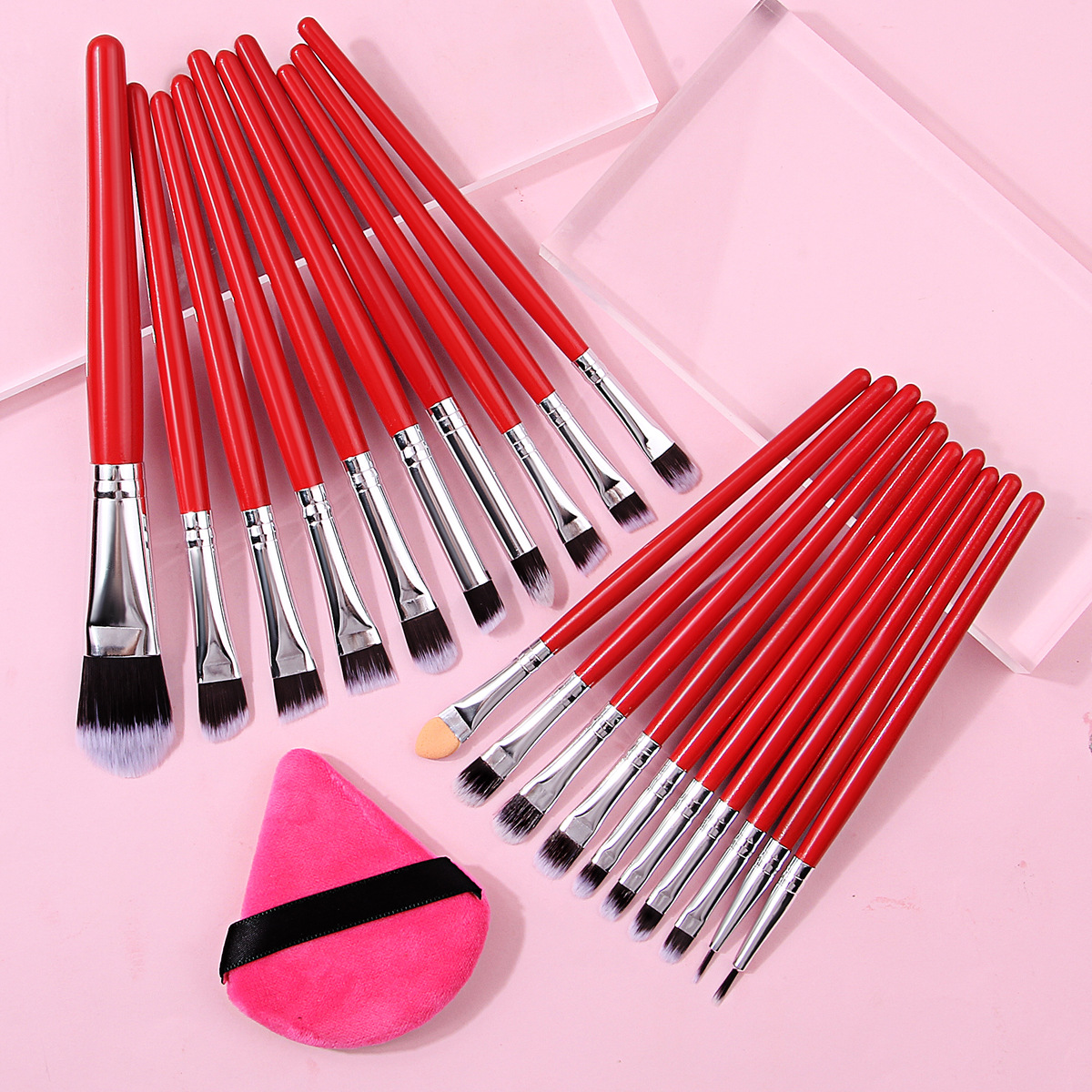 20-piece makeup brush foundation brush set, eye blending eyeshadow brush, triangular sponge setting powder puff, student special offer full figure