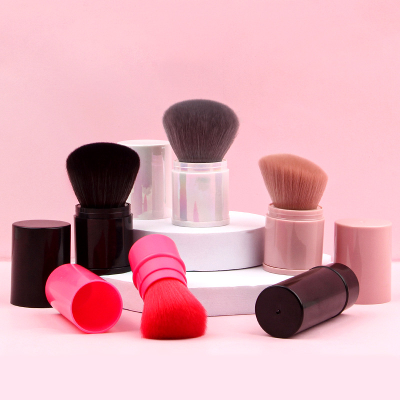 Single pearl White stretchable blush brush with soft bristles, portable setting powder powder facial makeup, makeup refresh style in stock full figure