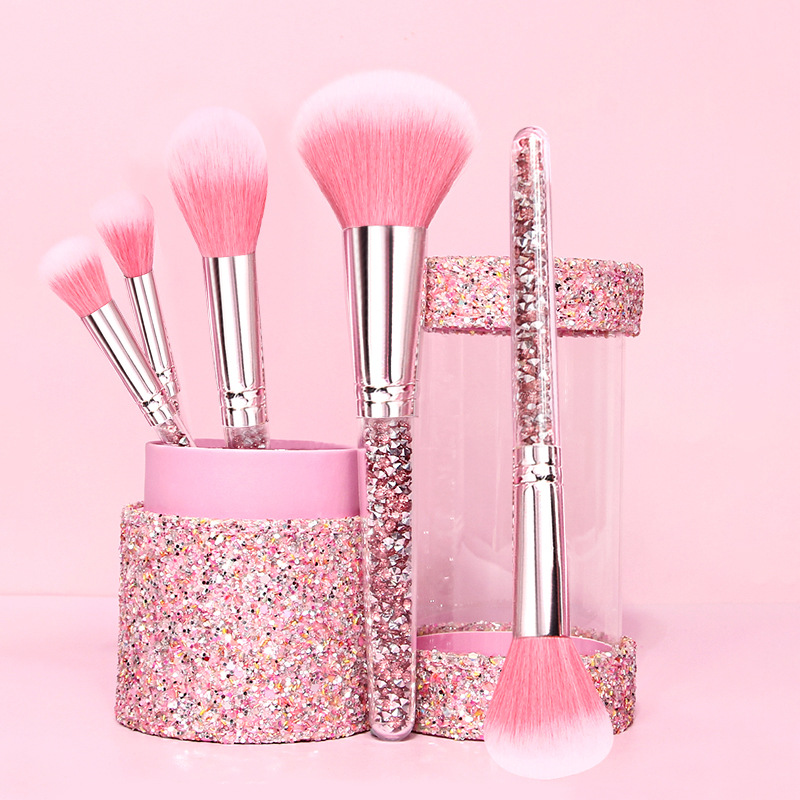 High appearance level, shiny and delicate, 5-piece makeup set brush, portable makeup brush in bucket, beginner's universal set brush full figure
