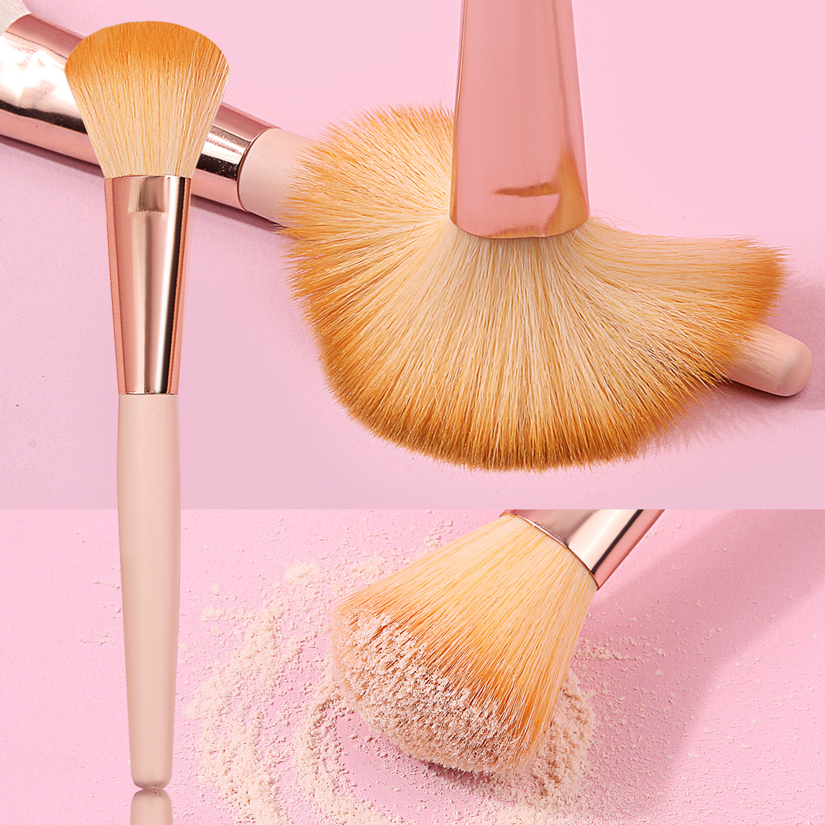 Single light pink blush brush, loose powder, eyeshadow brush, eyebrow brush, orange single brush, factory direct sales, cross-border full figure
