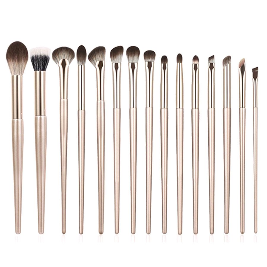 Beginner's Eye 15-piece makeup brush set: Eyeshadow brush, smuder brush, foundation, sponge egg, setting powder puff, makeup combination Item Picture