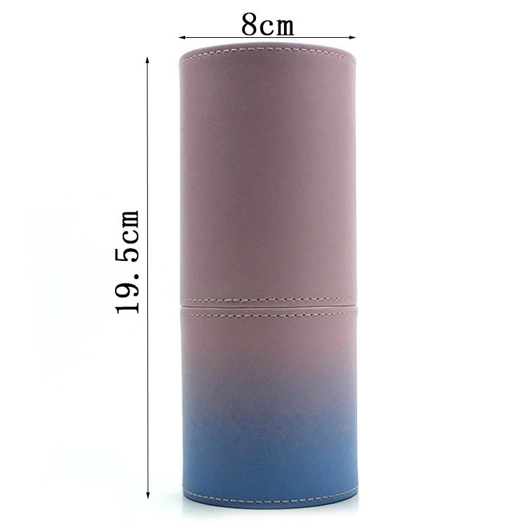 Blue and pink gradient PU makeup brush holder, complete set of makeup brush storage bag, large-capacity makeup holder, desktop storage holder details Picture
