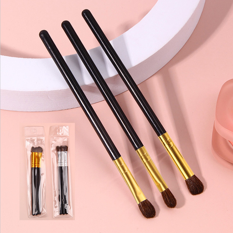 3 sets of horsehair eyeshadow brushes, makeup brush, eye smudging brush, brush head storage details Picture