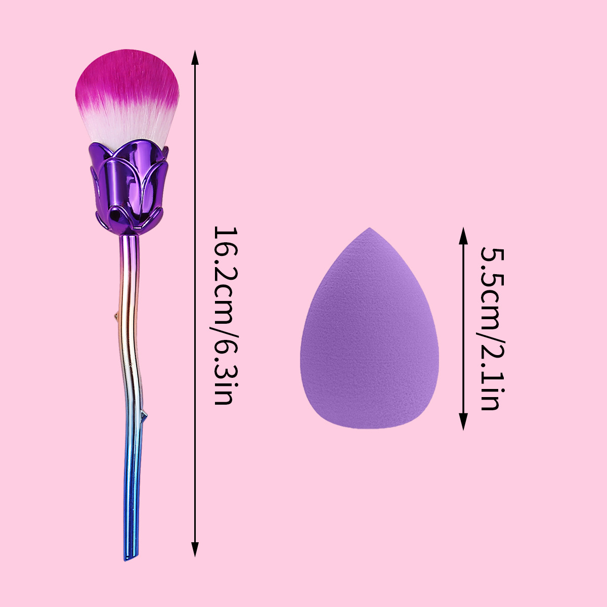 Rose powder blush brush, portable multi-functional makeup brush, nail brush, soft foundation special makeup sponge egg details Picture