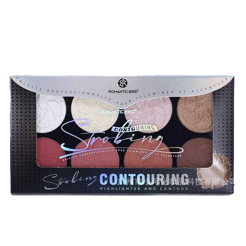 F614 Round Export Cross-border ROMANTIC BIRD Eight-color Blush Eyeshadow Highlight Contouring Makeup Set makeu Item Picture