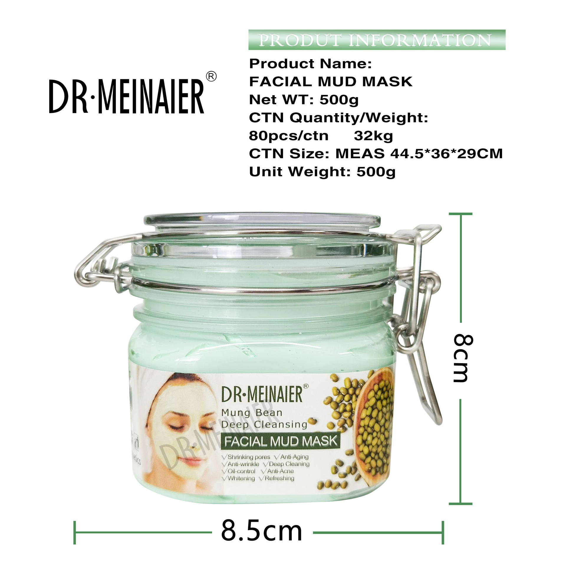 Cross-border natural mud Mask application type facial mask for cleansing, repairing, brightening, hydrating and removing blackheads, export batch Item Picture