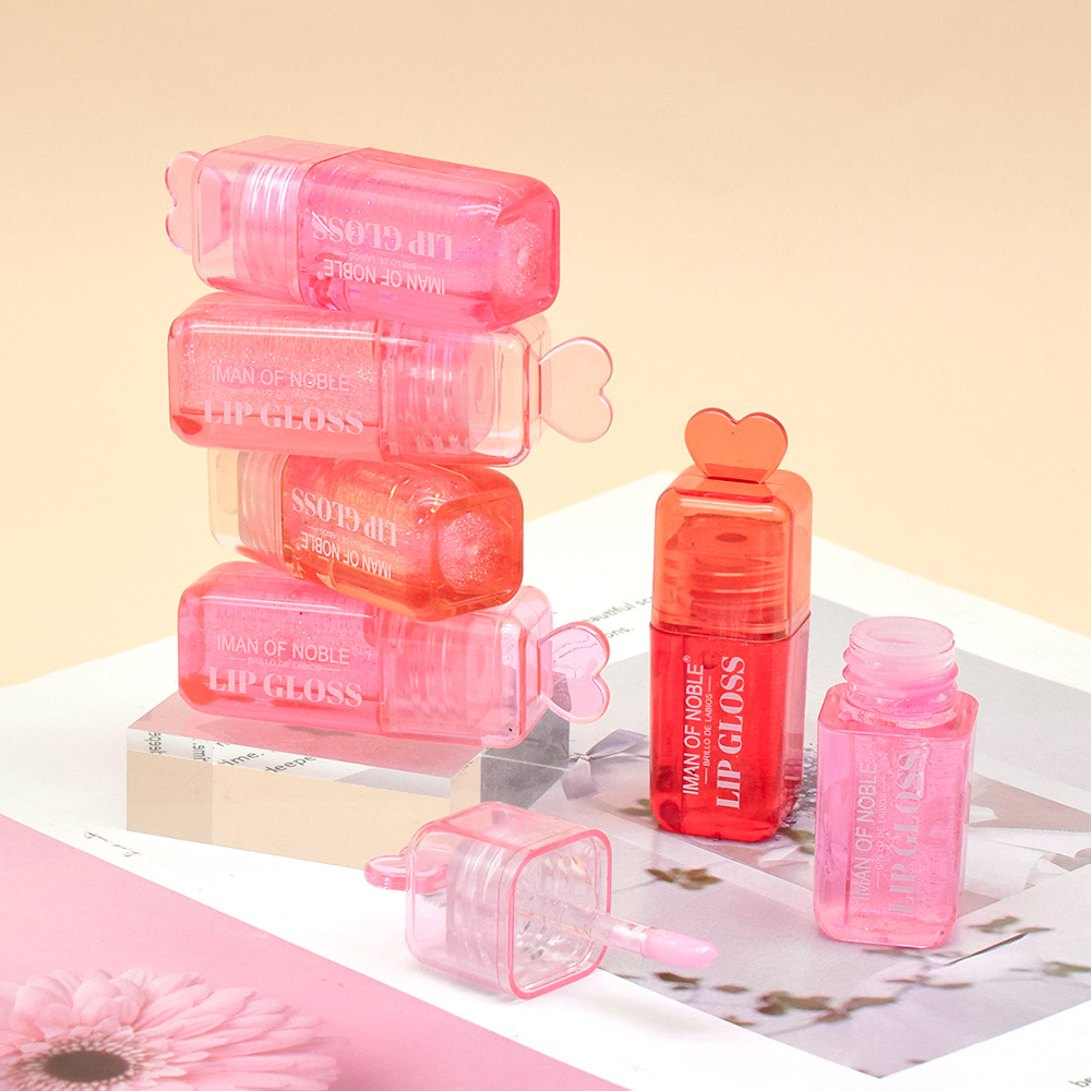 IMAN OF NOBLE SHINY LIPOIL Lip Gloss 7168A Lip Gloss Shiny Lipoil Heart Square Tube full figure