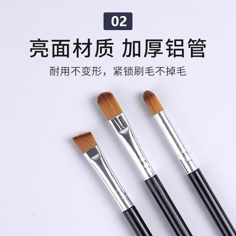 3-piece eyeshadow brush makeup set, portable eyeshadow brush, eyebrow brush, lip blush brush, detail brush, beauty tools Specification drawing