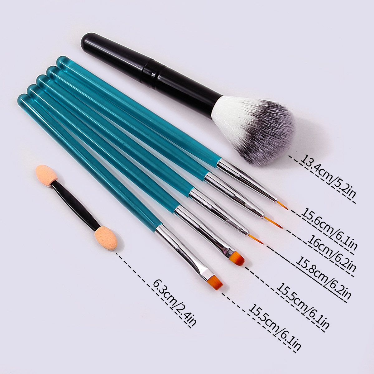 Nail art set combination: Double-headed sponge stick, single dust brush, 5 nail art brushes, French painting line drawing pen Application Scenario
