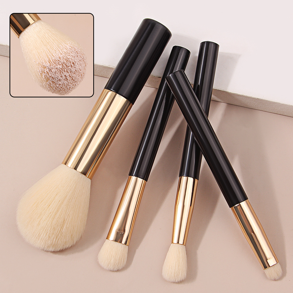 Student budget portable 4-piece makeup brush set mini loose brush, soft bristle nose shadow brush, detail eyeshadow brush full figure