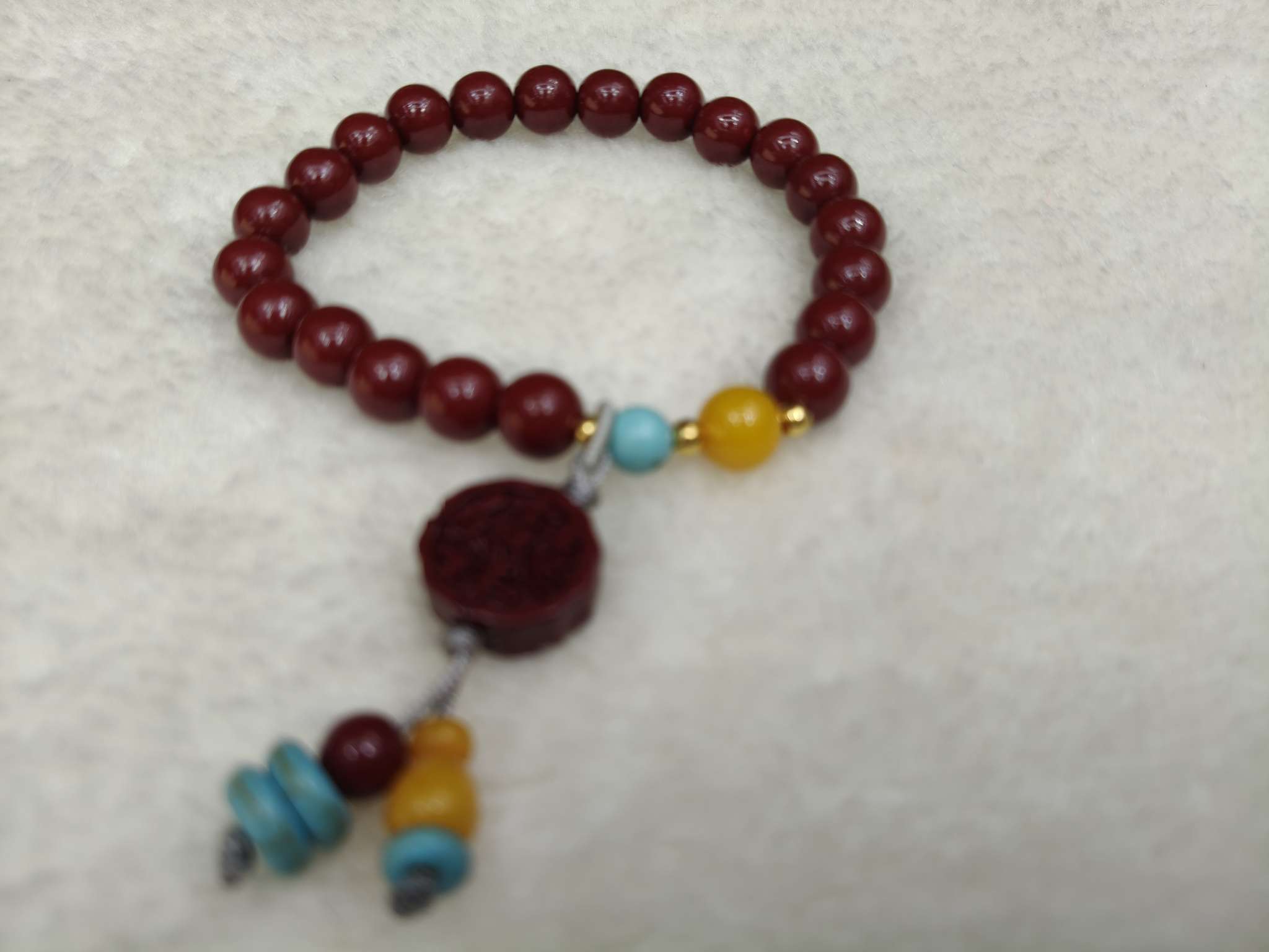 New Chinese-style cinnabar bracelet, round pendant, retro and simple, purple gold sand bracelet, niche accessory for women